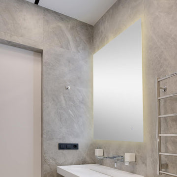 Nora Rectangular Frameless Anti-Fog Aluminum Back-lit Tri-color LED Bathroom Vanity Mirror with Smart Touch Control - JONATHAN Y